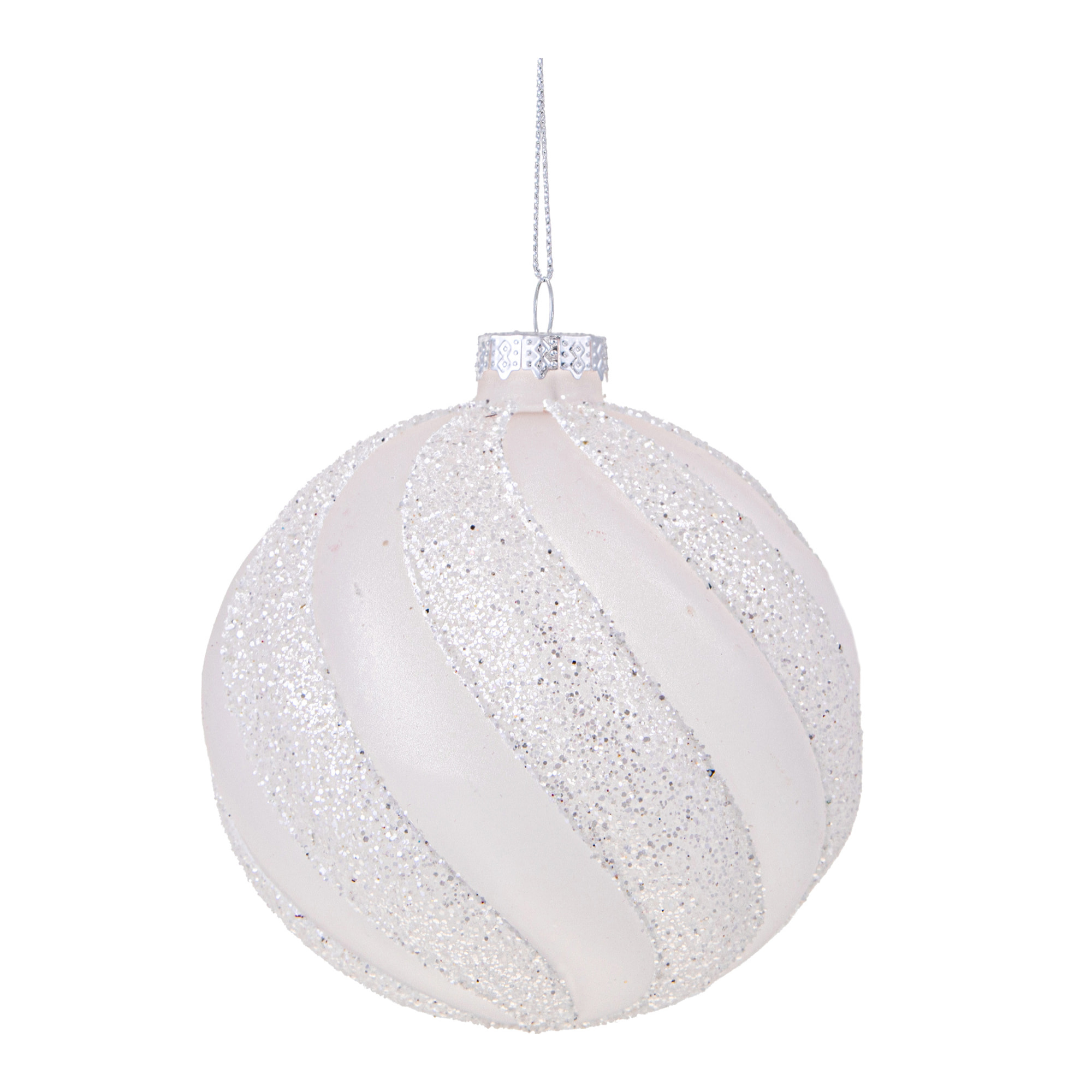 Sfera con Glitter - Pezzi 4 - Colore Bianco - 10x10Hx10cm - Bianchi Dino