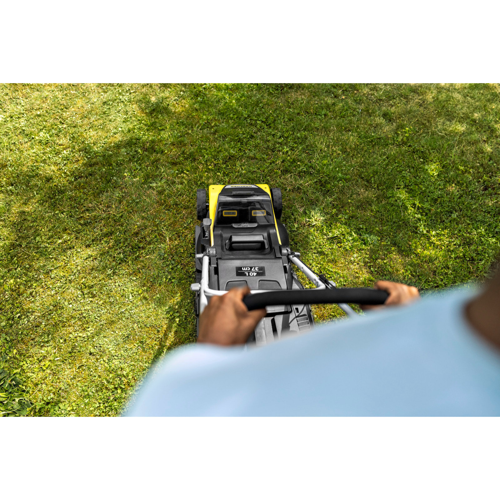 Tondeuse à gazon sans fil 36 V Karcher LMO 4-18 Dual avec 2 batteries 18V-5Ah- moteur brushless- autonomie 450 m²- coupe 37 cm