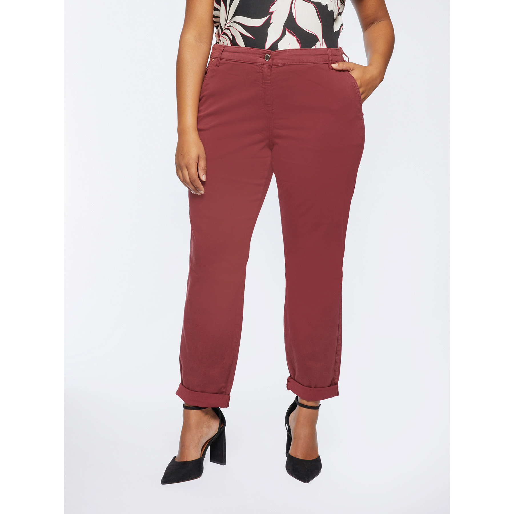 Fiorella Rubino - Pantaloni chinos in TENCEL™ - Bordeaux