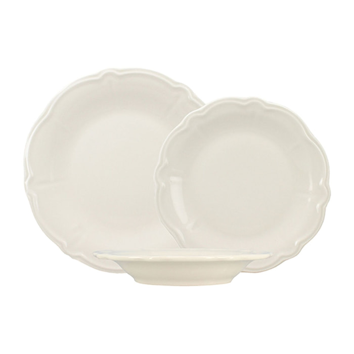 Service de table 36 pièces en grès blanc CHARLOTTE