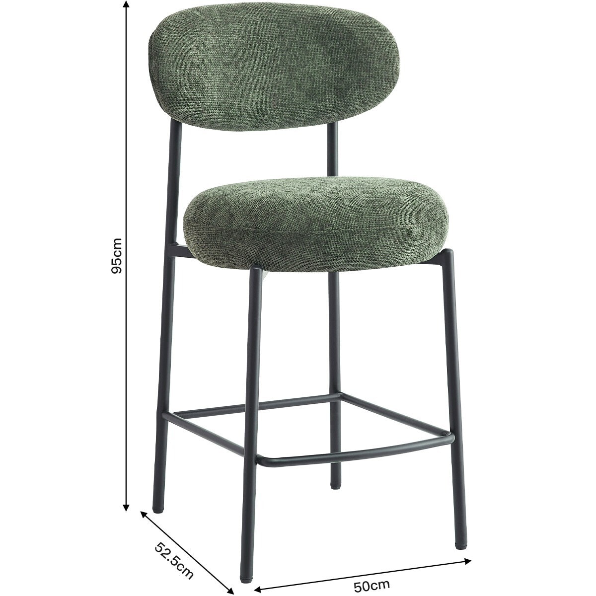 Lot de 2 tabourets de bar en tissu chenille - ORLA
