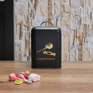Boite Metal Noir Et Dore Confiserie M6