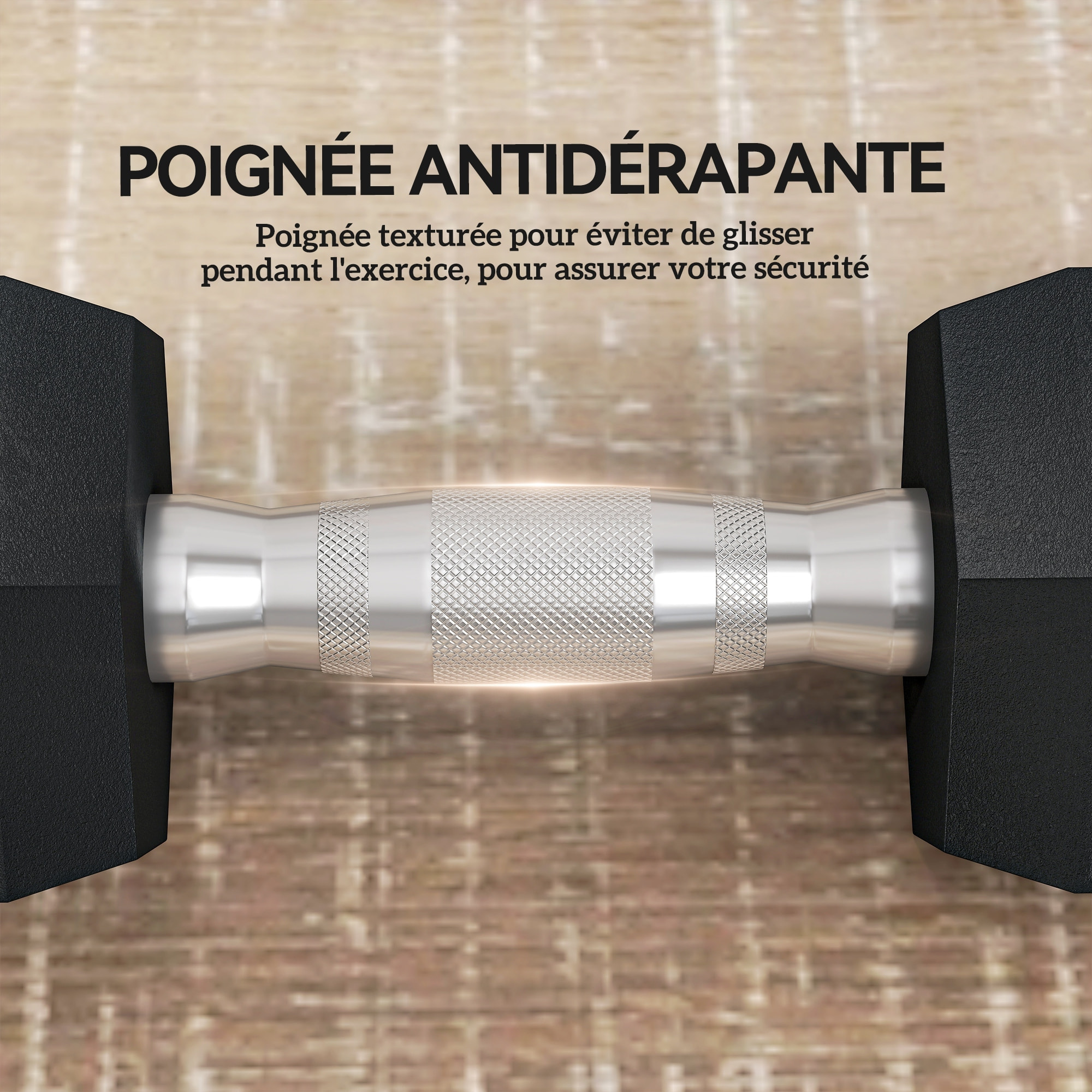 Lot de 2 haltères courtes hexagonales - ensemble d'haltères courtes - total 12 Kg - métal caoutchouc noir