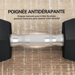 Lot de 2 haltères courtes hexagonales - ensemble d'haltères courtes - total 12 Kg - métal caoutchouc noir
