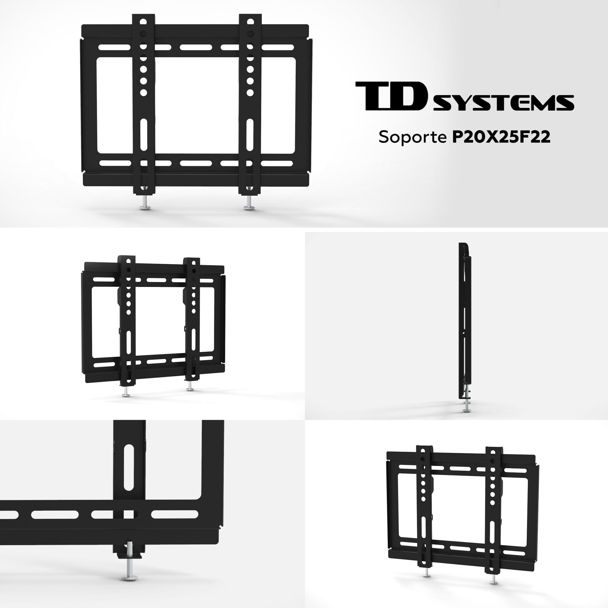 Soporte de TV pared fijo de bajo perfil para pantallas de 14 a 43 pulgadas. VESA máximo de 400 x 400 mm - TD Systems P20X25F22