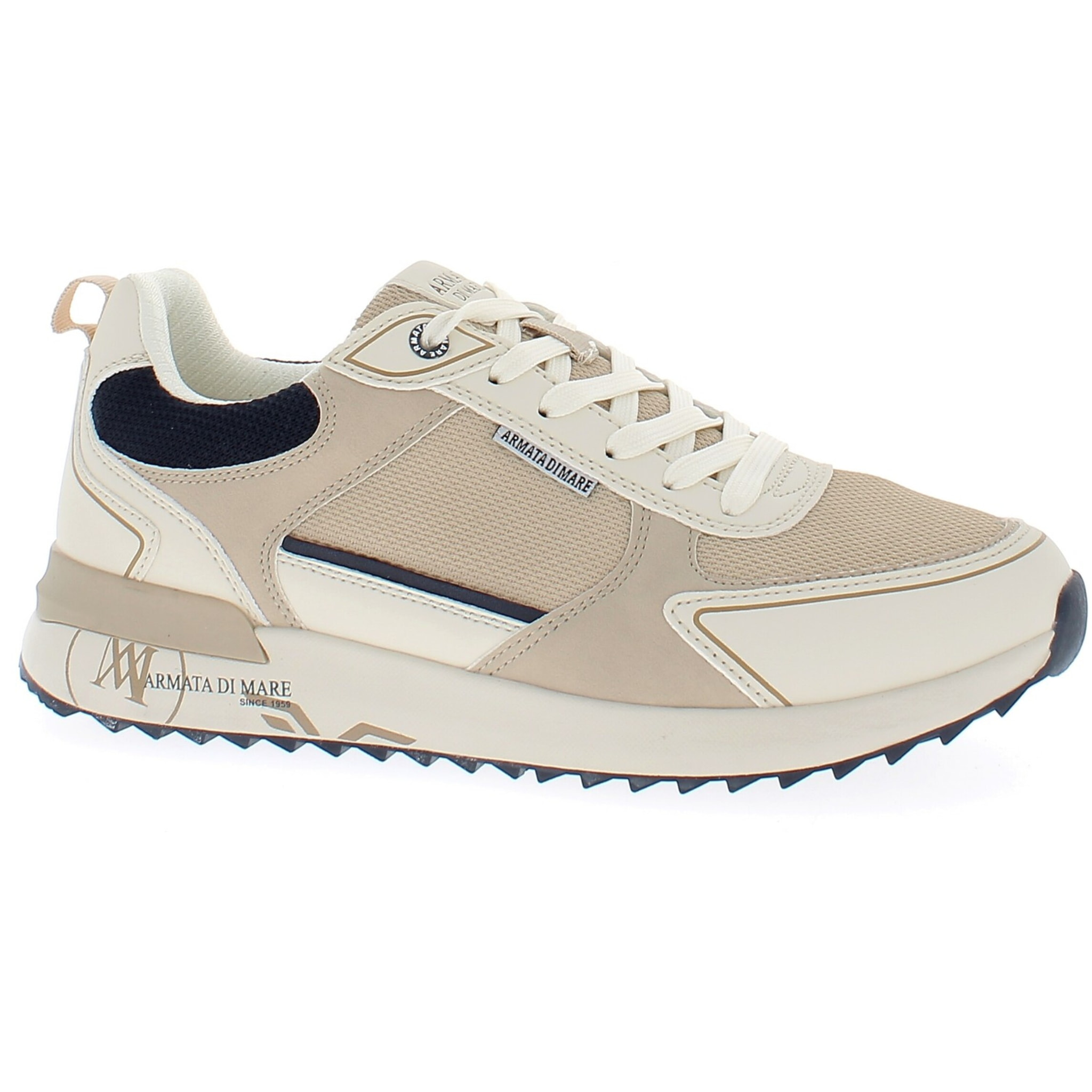 Armata di Mare Scarpe Uomo Sneakers Vintage Running con Soletta Rimovibile in Memory Foam AMU 1N947 Lt Beige