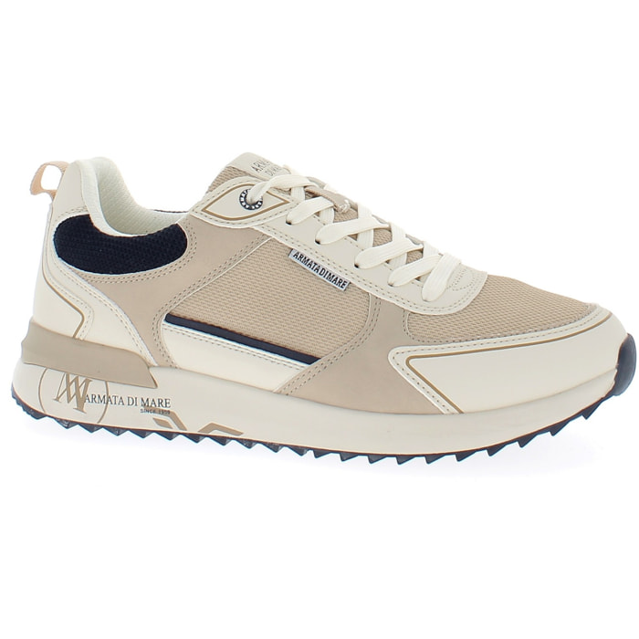 Armata di Mare Scarpe Uomo Sneakers Vintage Running con Soletta Rimovibile in Memory Foam AMU 1N947 Lt Beige