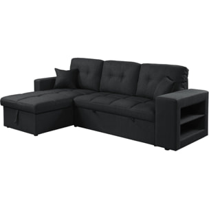 Canapé d'angle convertible/réversible tissu style bubble "Axel" - 3 places - Noir