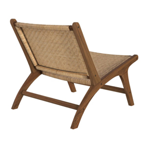 Fauteuil en bois de teck et tressage chevron en rotin - Kilka