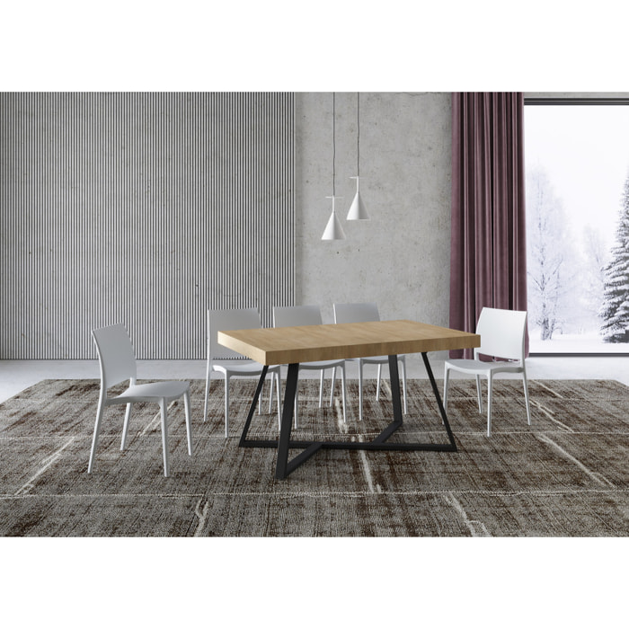 Mesa extensible 90x140/400 cm Booster roble natural patas antracita