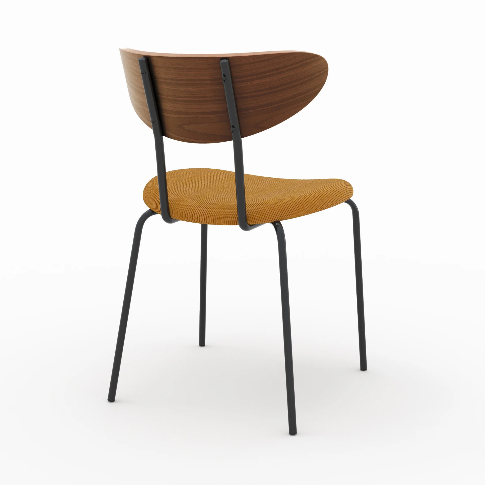 Lot de 2 chaises en velours côtelé jaune moutarde et bois de noyer - Jade