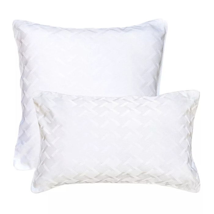 Taie d'oreiller satin de coton motif jacquard blanc Adagio blanc
