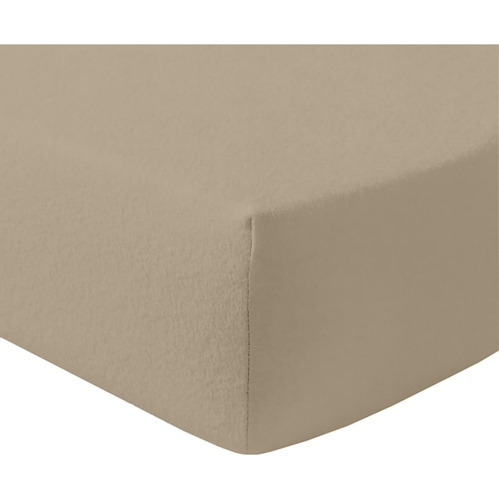 Drap housse 100% flanelle de coton 160 gr_ficelle