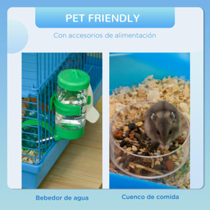 Jaula para Hámster Hábitat para Animales Pequeños de Múltiples Niveles con 4 Plataformas Bebedero Rueda de Ejercicio Escaleras Sistema de Tubos 47x30x59 cm Azul