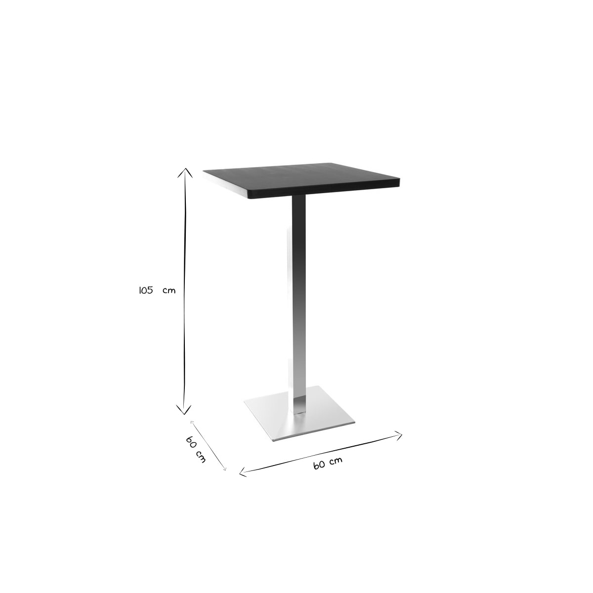 Table de bar design carrée noire L60 cm JORY