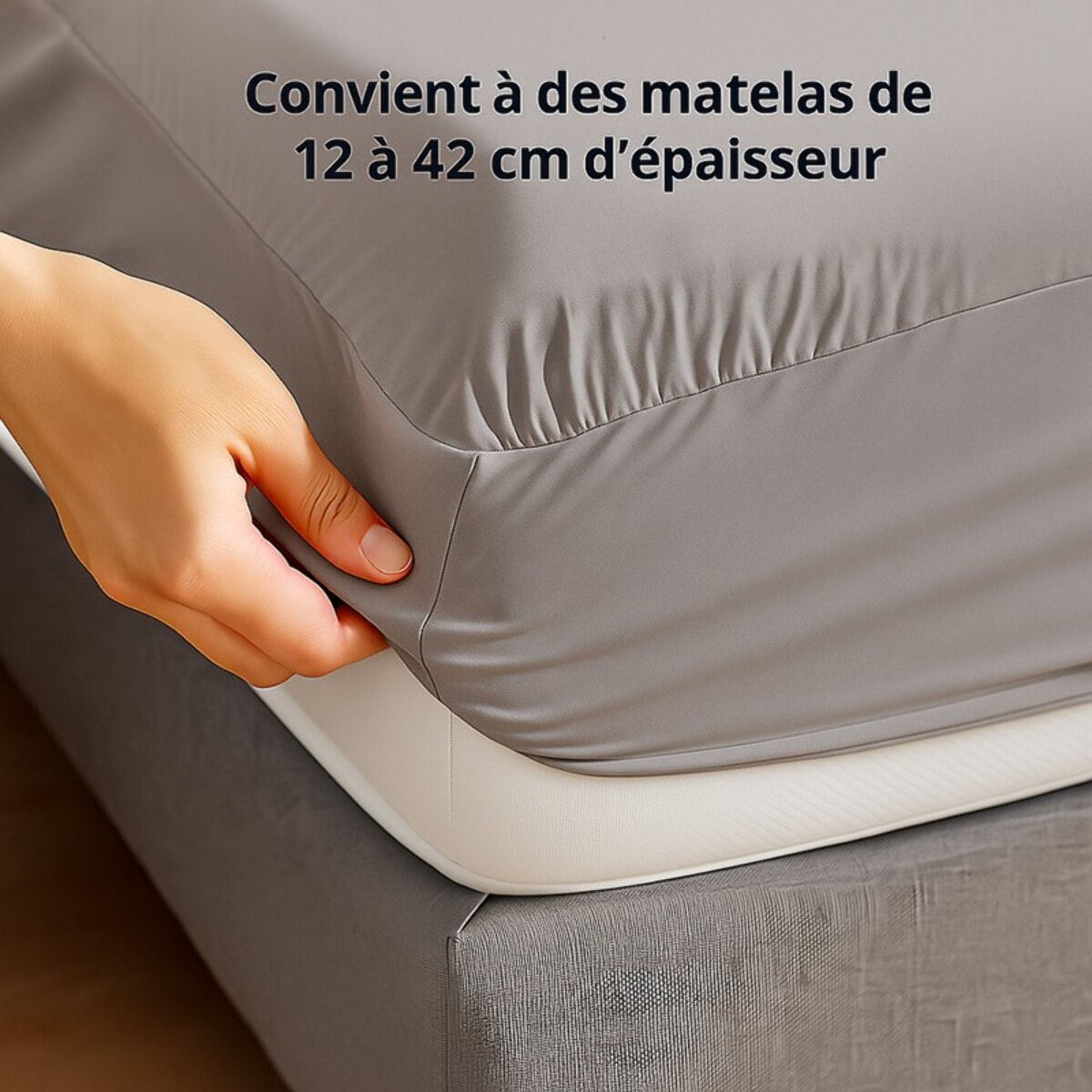 Parure de lit unie - taie 50x70 cm | 100 % polyester | Gris perle | Douce et respirante