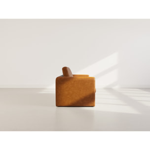 Marilia - canapé 2 places convertible déplimousse en simili - Cognac