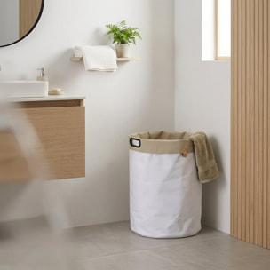 35x60x35 cm panier à linge réversible 73,5 L, polyester, blanc/beige (SATDKOSBBE)