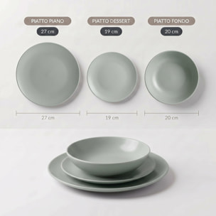 Servizio piatti 18 pezzi in ceramica - SALVIA