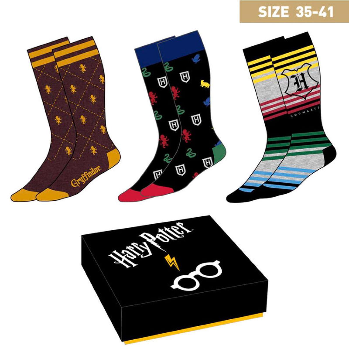 Harry Potter Set Regalo 3 Paia di Calzini Donna Misura 35/41 Cerda