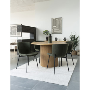 Set 2 sedie da pranzo Maceda in bouclé verde scuro con gambe nere 48x59x83 cm