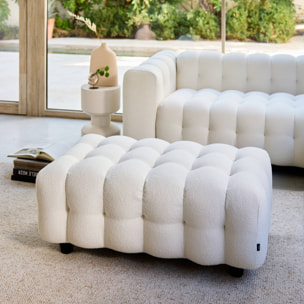 Pouf, repose-pieds pour canapé d'angle 3 places Leon bouclette texturée LEON