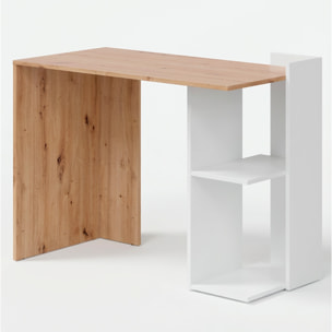 Scrivania Moderna Reversibile Con Vani Laterali A Giorno Mobile Desk Per PC Studio Home Office Struttura Resistente 100 x 52 x 78 Cm Bianco E Rovere