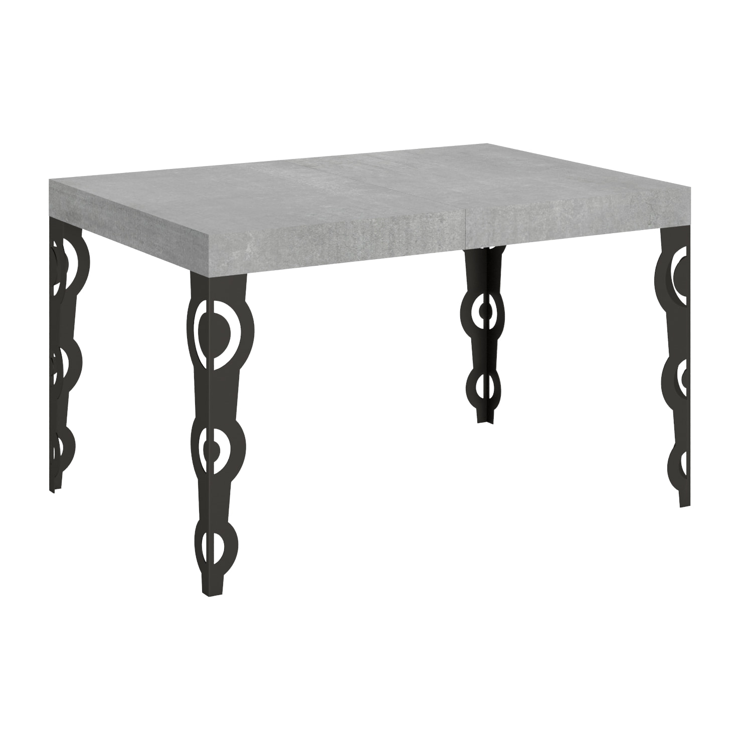 Table extensible 90x140/244 cm Karamay Gris Béton cadre Anthracite