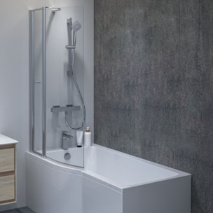 Pack baignoire bain douche 150 x 80 cm droite Connect Air + tablier + pare bain avec volet + vidage Chromé