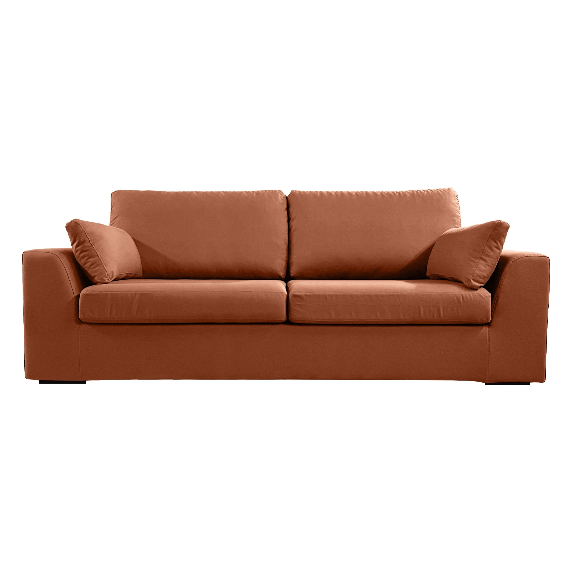 Canapé 4 pl TRESSIN 210 cm fixe tissu coton Terracotta - 100% déhoussable - Fab. France