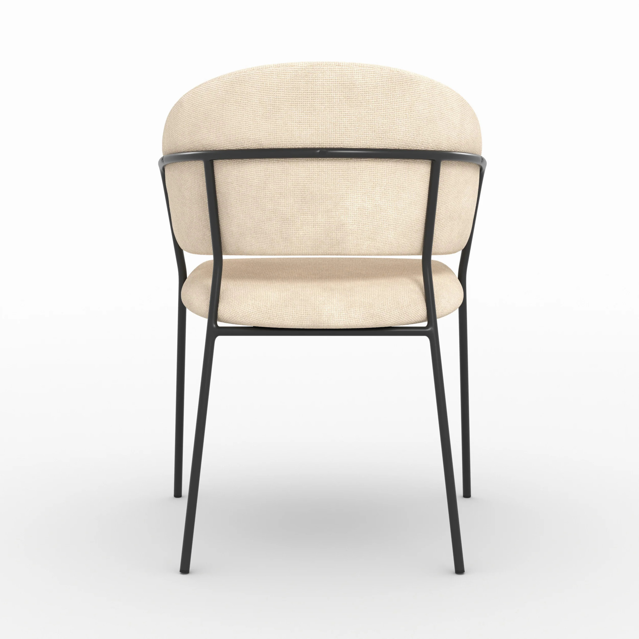 Lot de 2 chaises en tissu beige et pieds en métal noir  - Amaya