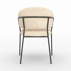Lot de 2 chaises en tissu beige et pieds en métal noir  - Amaya