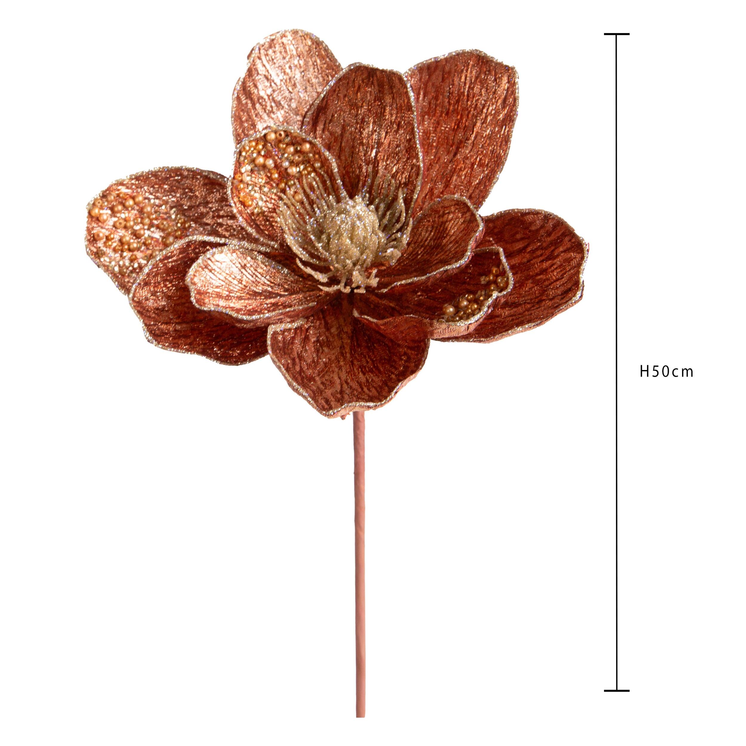 Magnolia con perle e glitter - Pezzi 12 - ORO - Bianchi Dino SpA