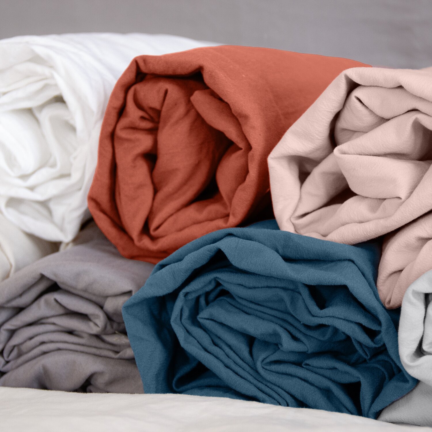 Drap housse uni microfibre lavée terracotta