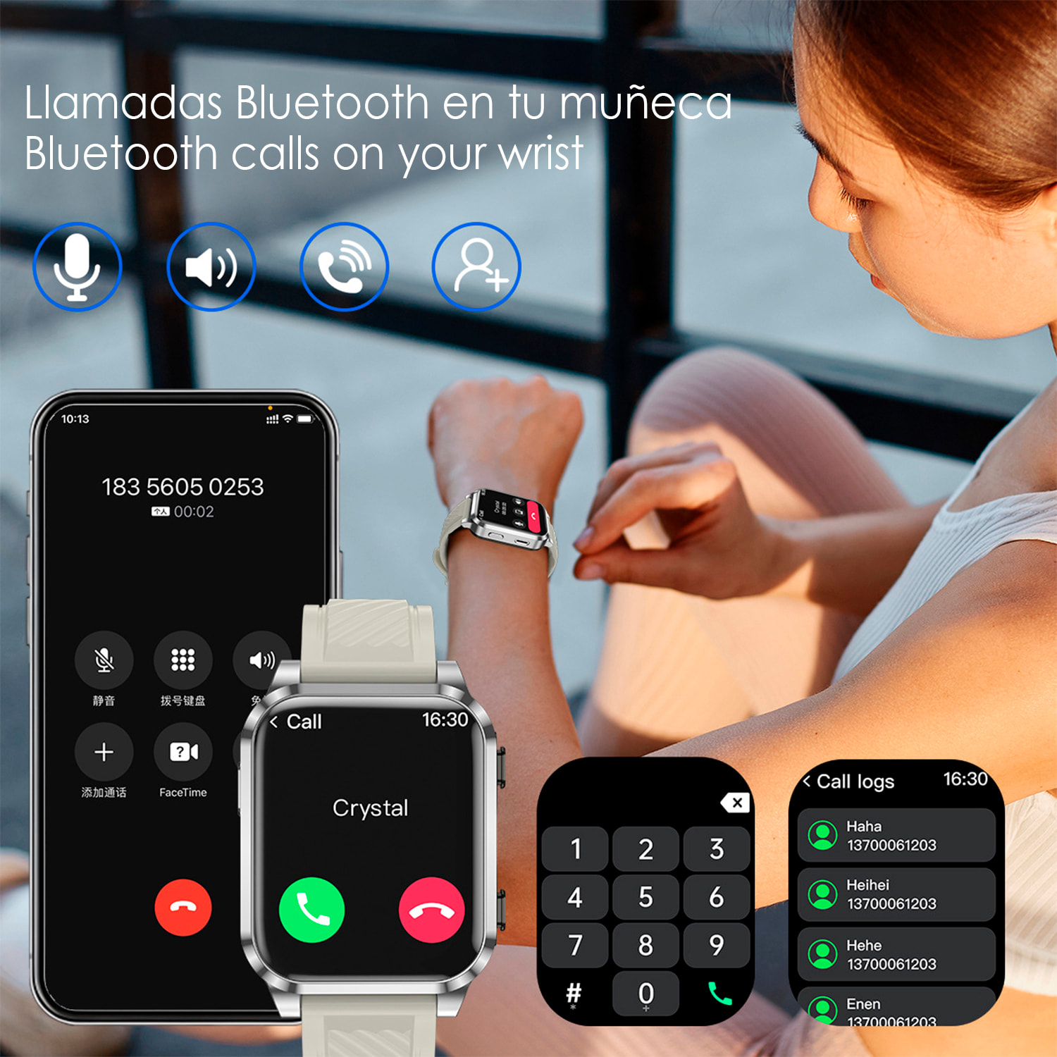 Smartwatch AIMB-Z20. Con termometro, modalità sportive, auricolari bluetooth integrati e 2 cinturini in silicone.