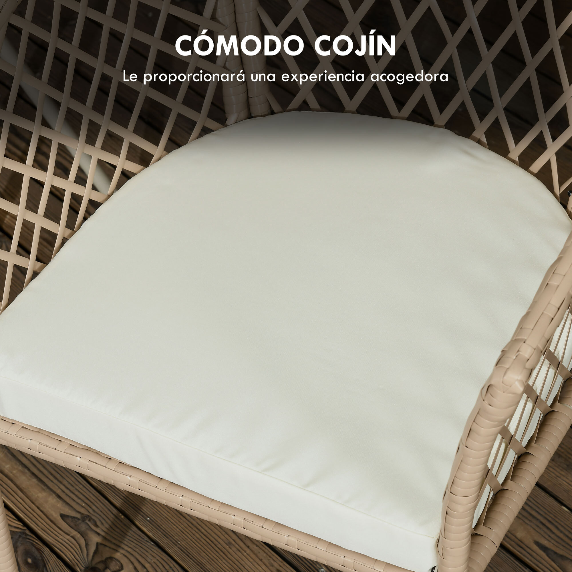 Conjunto de Mesa y 2 Sillas de Jardín Juego de 3 Piezas Sillas y Mesa de Ratán con 2 Sillas y 1 Mesa de Centro Redondo para Terraza Césped Balcón Caqui