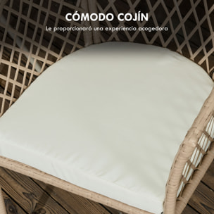 Conjunto de Mesa y 2 Sillas de Jardín Juego de 3 Piezas Sillas y Mesa de Ratán con 2 Sillas y 1 Mesa de Centro Redondo para Terraza Césped Balcón Caqui