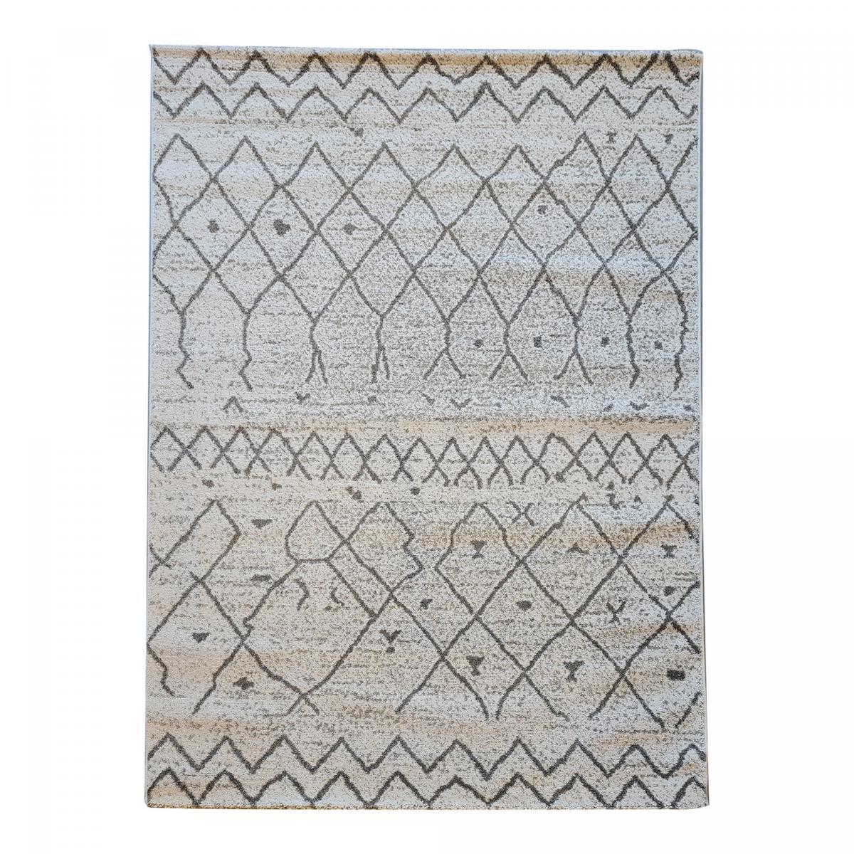 Tapis Bapo motif traditionnel Berbère, beige et noir