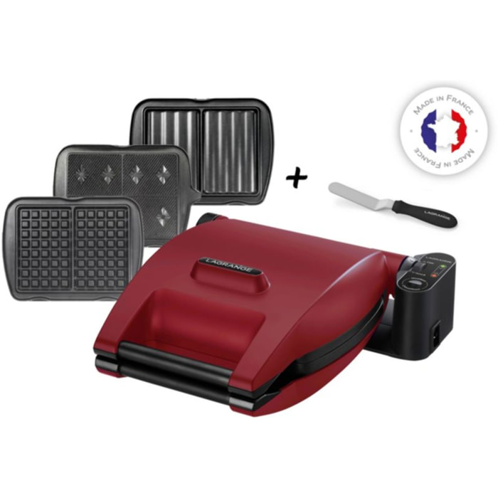 Croque, gaufrier, gaufrette LAGRANGE Premium Gaufres Rouge Mat - Spatule