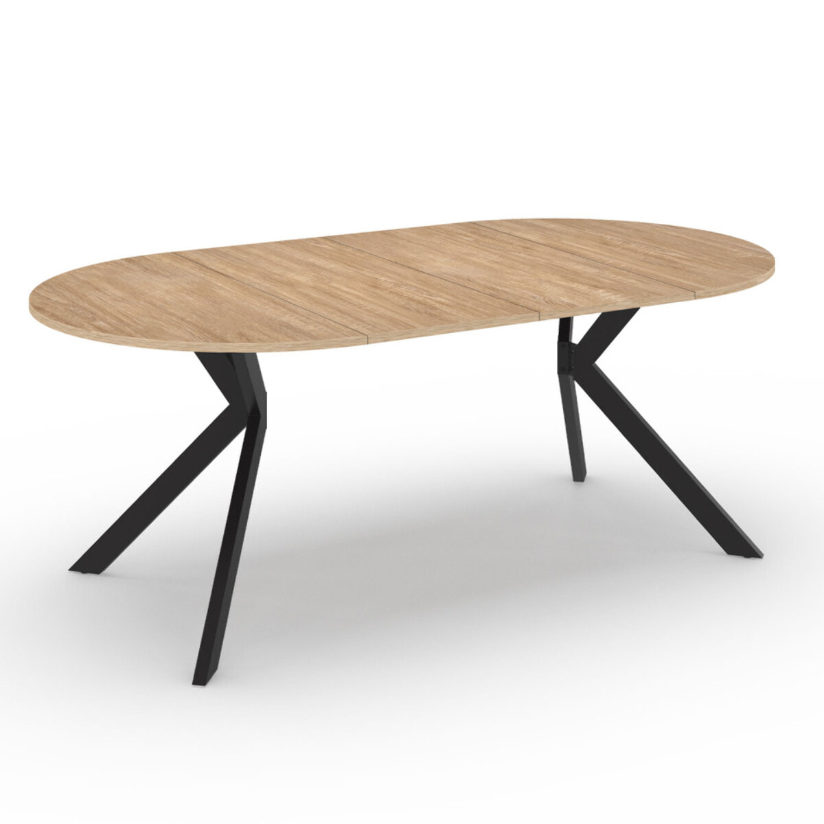 Table à manger ronde extensible Spider Ø110-200cm bois et noir