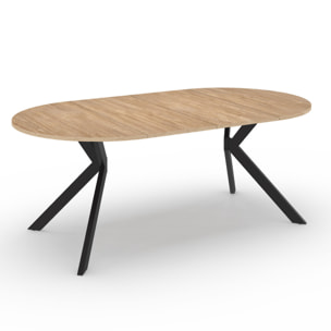 Table à manger ronde extensible Spider Ø110-200cm bois et noir
