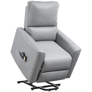 Fauteuil releveur massant chauffant inclinable - télécommande - tissu technique gris clair