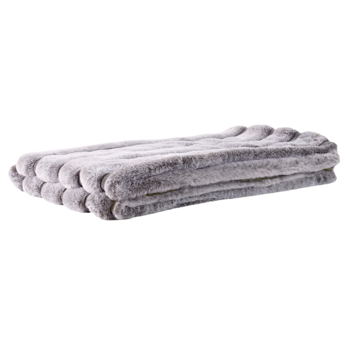 Plaid Imit Fourre Rayures Gris 120x150cm