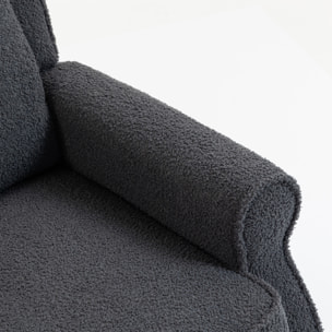 Fauteuil classique chic inclinable bouclette anthracite