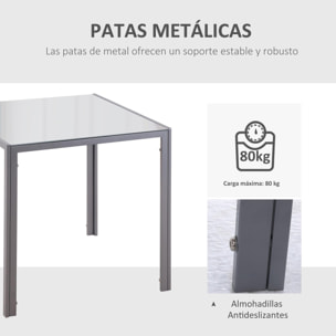 HOMCOM Mesa de Comedor de Cristal Mesa de Cocina Salón Cuadrada para 4 Personas con Patas de Metal 75x75x75 cm Gris