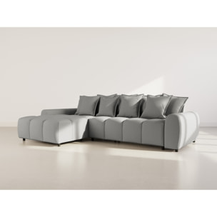 Adelaide - canapé d'angle réversible 4 places en tissu texturé - Gris