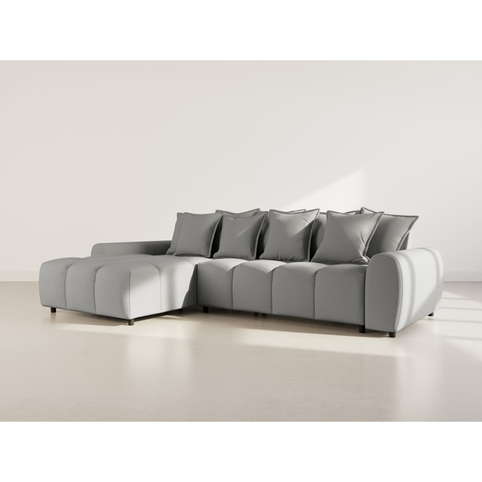 Adelaide - canapé d'angle réversible 4 places en tissu texturé - Gris
