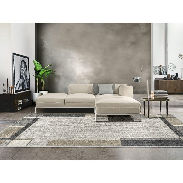 Tappeto Stile Moderno Geometrico Grigio-Beige