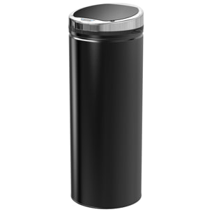 Poubelle automatique détecteur de mouvement 50L bac amovible acier inox. noir
