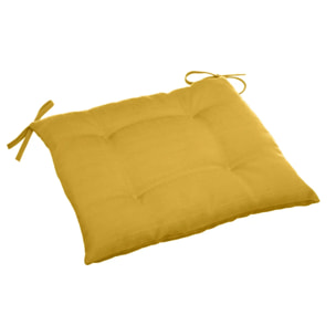 Galette de chaise carrée 4 points "Korai" jaune moutarde 40x40x4cm en polyester